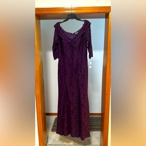 Beautiful purple lace and shimmer fit and flair gown